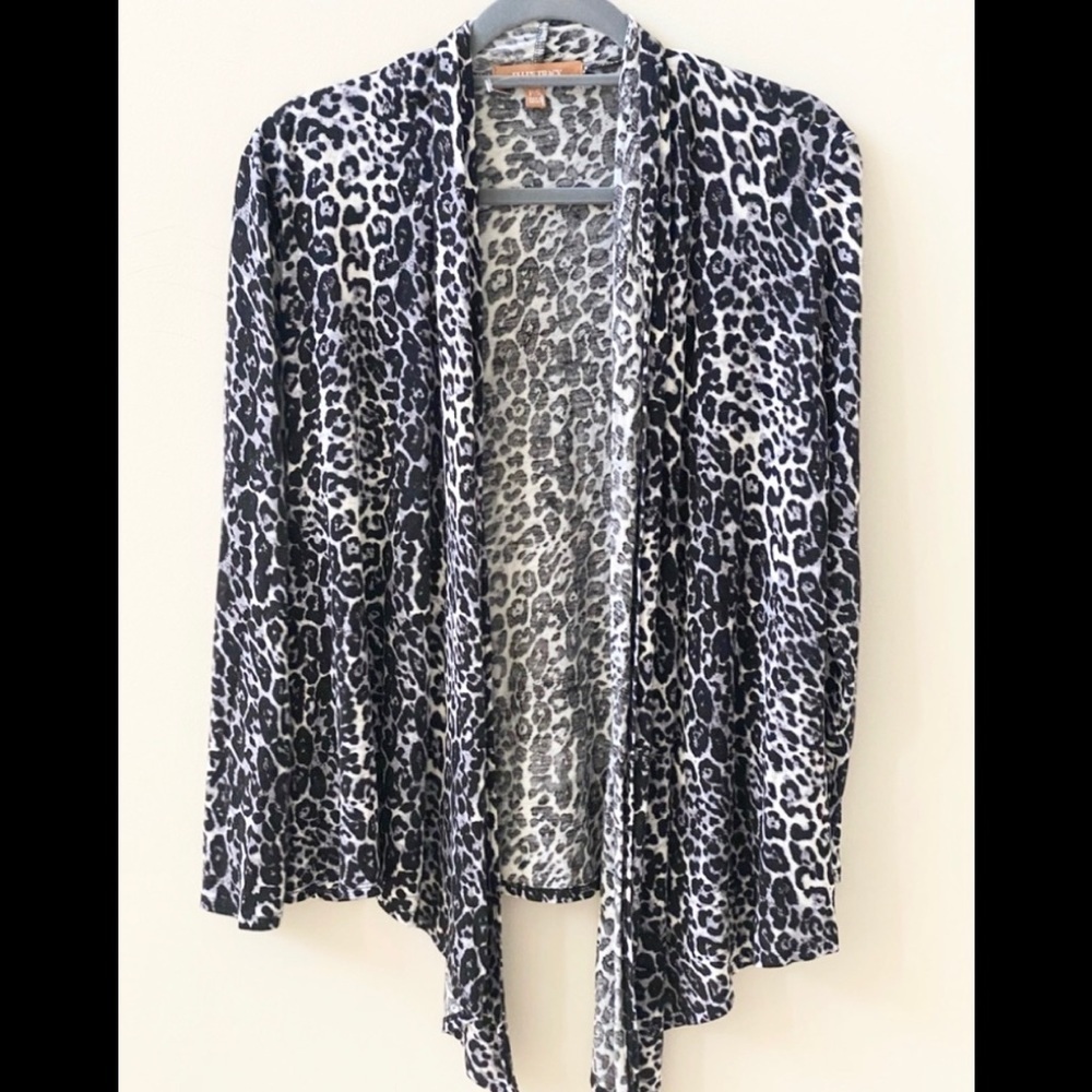 Ellen Tracy Open  Cardigan Leopard  Small